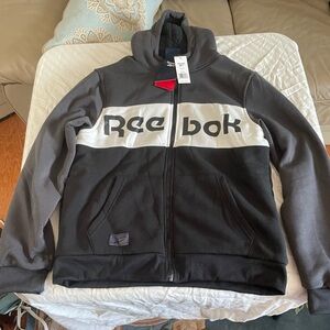 Reebok Men's Black, Gray & White Zip-Up Performance Jacket